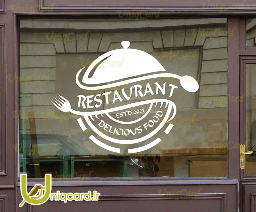 طرح لایه باز CDR کورل دراو استیکر و برچسب دیوار و شیشه رستوران با طرح ظرف غذا سرآشپز